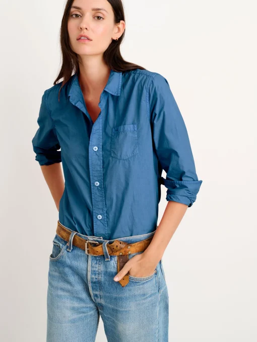 Indigo Dyed Bobby Shirt In Paper Poplin