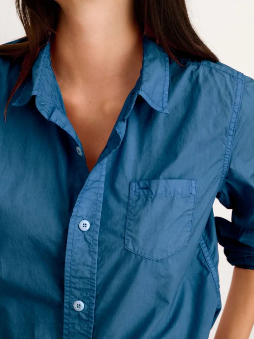 Indigo Dyed Bobby Shirt In Paper Poplin