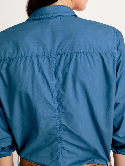 Indigo Dyed Bobby Shirt In Paper Poplin