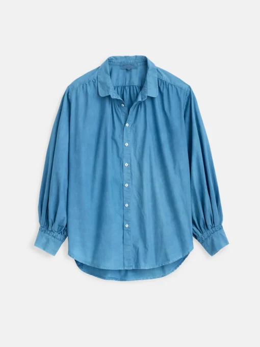 Indigo Dyed Kit Shirt In Paper Poplin