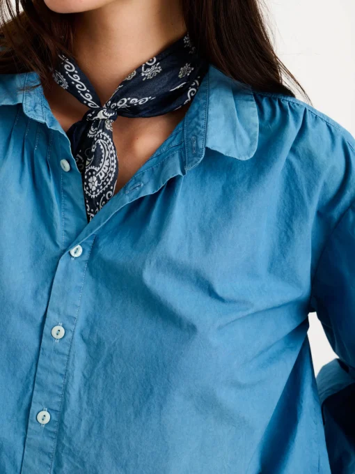 Indigo Dyed Kit Shirt In Paper Poplin