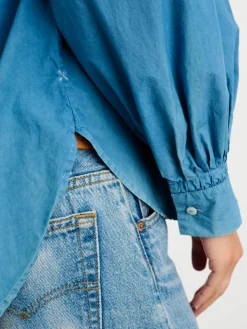Indigo Dyed Kit Shirt In Paper Poplin