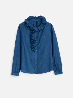 Indigo Dyed Lille Shirt In Medium Stripe