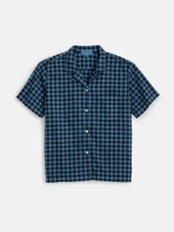 Indigo Dyed Maddie Camp Shirt In Gingham