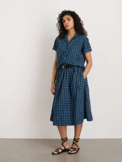 Indigo Dyed Maddie Camp Shirt In Gingham