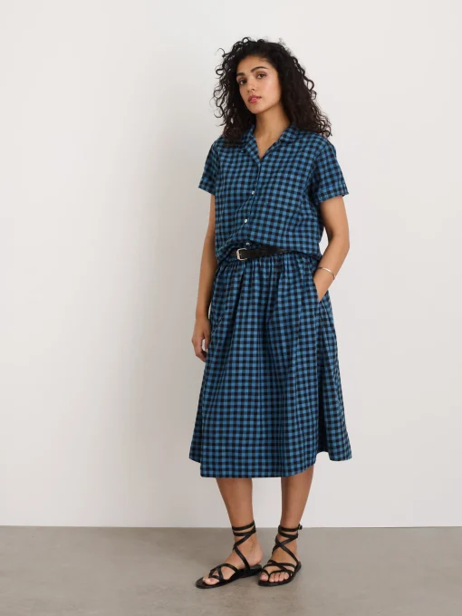 Indigo Dyed Maddie Camp Shirt In Gingham