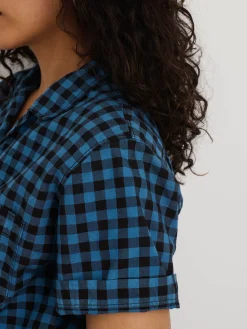 Indigo Dyed Maddie Camp Shirt In Gingham