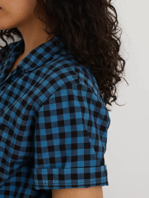 Indigo Dyed Maddie Camp Shirt In Gingham