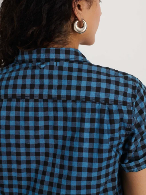 Indigo Dyed Maddie Camp Shirt In Gingham