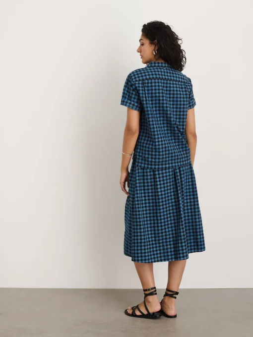 Indigo Dyed Maddie Camp Shirt In Gingham