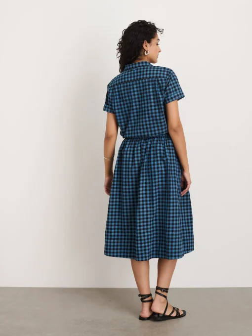 Indigo Dyed Maddie Camp Shirt In Gingham