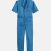 Indigo Dyed Standard Short Sleeve Jumpsuit