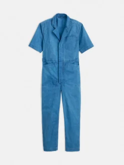 Indigo Dyed Standard Short Sleeve Jumpsuit