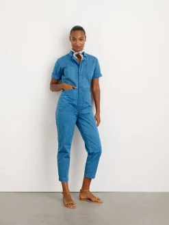 Indigo Dyed Standard Short Sleeve Jumpsuit