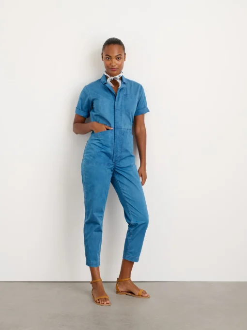 Indigo Dyed Standard Short Sleeve Jumpsuit