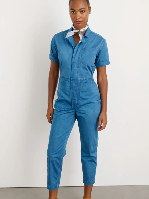 Indigo Dyed Standard Short Sleeve Jumpsuit