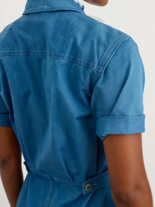 Indigo Dyed Standard Short Sleeve Jumpsuit