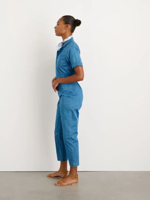 Indigo Dyed Standard Short Sleeve Jumpsuit