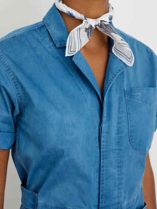 Indigo Dyed Standard Short Sleeve Jumpsuit