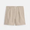 Pleated Pull On Shorts In Flax