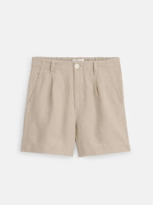 Pleated Pull On Shorts In Flax