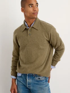 Polo Sweater In Washed Cashmere