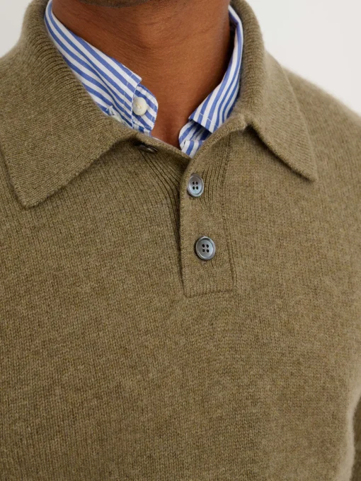 Polo Sweater In Washed Cashmere