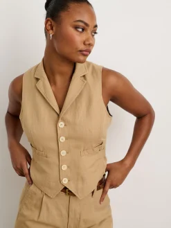Suitish Vest In Drapey Twill