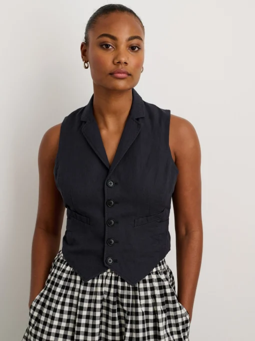 Suitish Vest In Drapey Twill