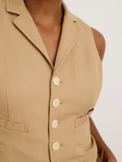 Suitish Vest In Drapey Twill