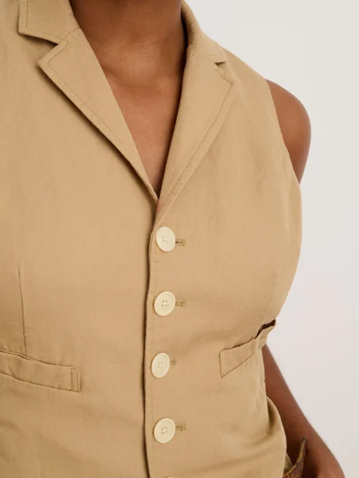 Suitish Vest In Drapey Twill