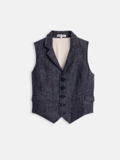 Suitish Vest In Linen Herringbone