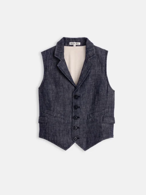 Suitish Vest In Linen Herringbone