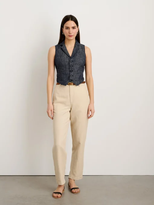 Suitish Vest In Linen Herringbone
