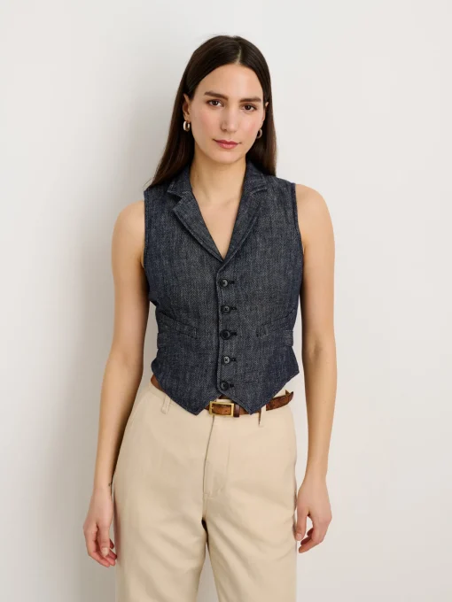 Suitish Vest In Linen Herringbone
